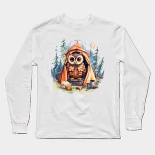 Watercolor Camping Owl #6 Long Sleeve T-Shirt